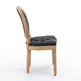 French Style Solid Wood Frame Antique Painting, Hand-Pulled Buckle Decoration PU Artificial Leather Dining Chair With Nailhead Trim, Wood Legs - Furniture Home Direct