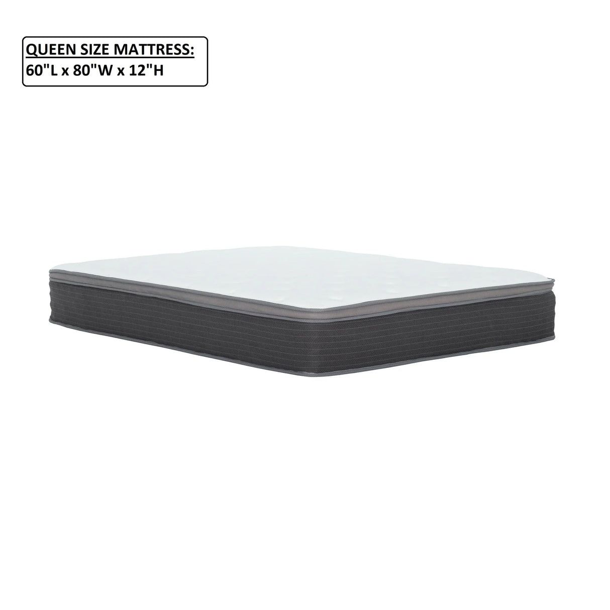 12'' Queen Size Hybrid Mattress In A Box, Plush Gel Memory Foam Mattress Top With Pocket Coil Base - Gray / White - Furniture Home Direct