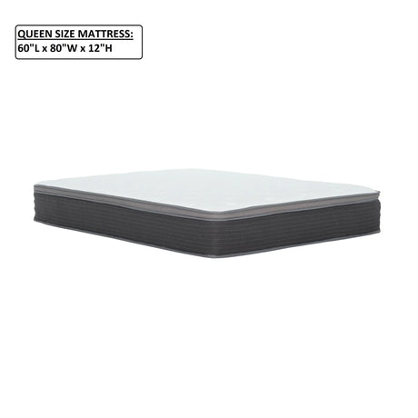 12'' Queen Size Hybrid Mattress In A Box, Plush Gel Memory Foam Mattress Top With Pocket Coil Base - Gray / White - Furniture Home Direct