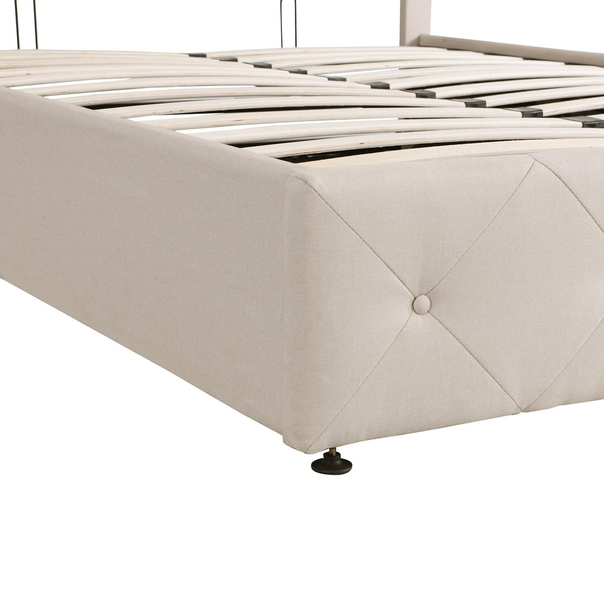 Platform Bed With Hydraulic Storage Upholstered Beige - Furniture Home Direct