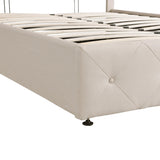 Platform Bed With Hydraulic Storage Upholstered Beige - Furniture Home Direct