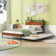 Platform Bed Frame With Trundle, USB Ports And Slat Support, No Box Spring Needed - Furniture Home Direct