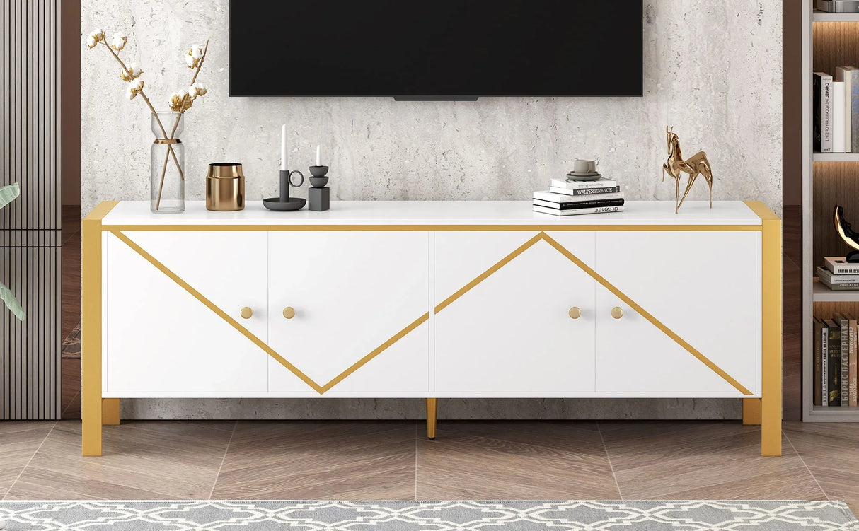 Modern Minimalist TV Stand With 2 Spacious Cabinets - Furniture Home Direct