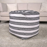 Lani - Handcrafted Fabric Pouf, Durable Cotton Square - Natural / Black - Furniture Home Direct