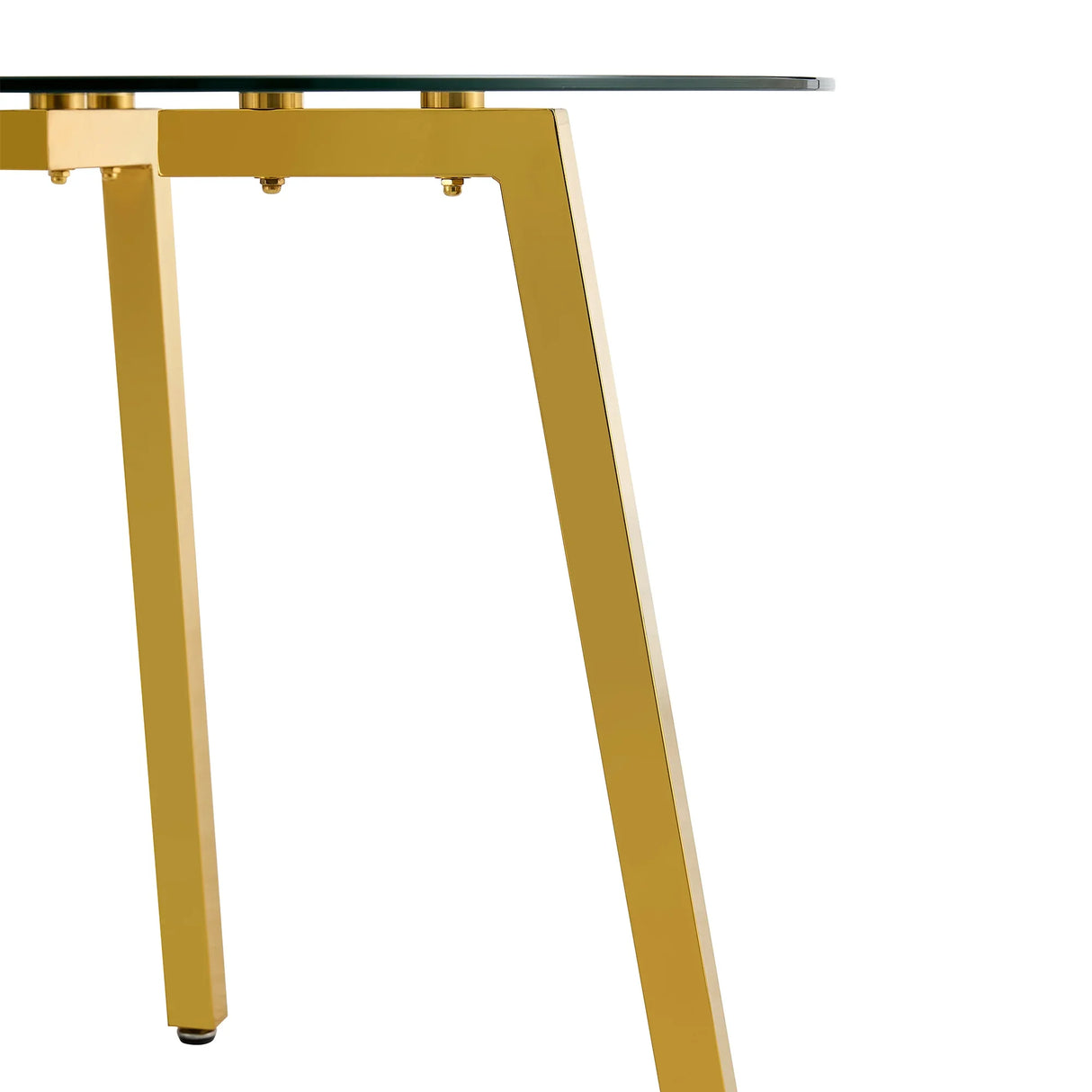 Dining Table Round Glass Top With Gold Legs Transparent - Furniture Home Direct