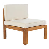 Outdoor 5-Piece Sectional Set with Cushions, Natural Finish+ Beige Cushions - Furniture Home Direct