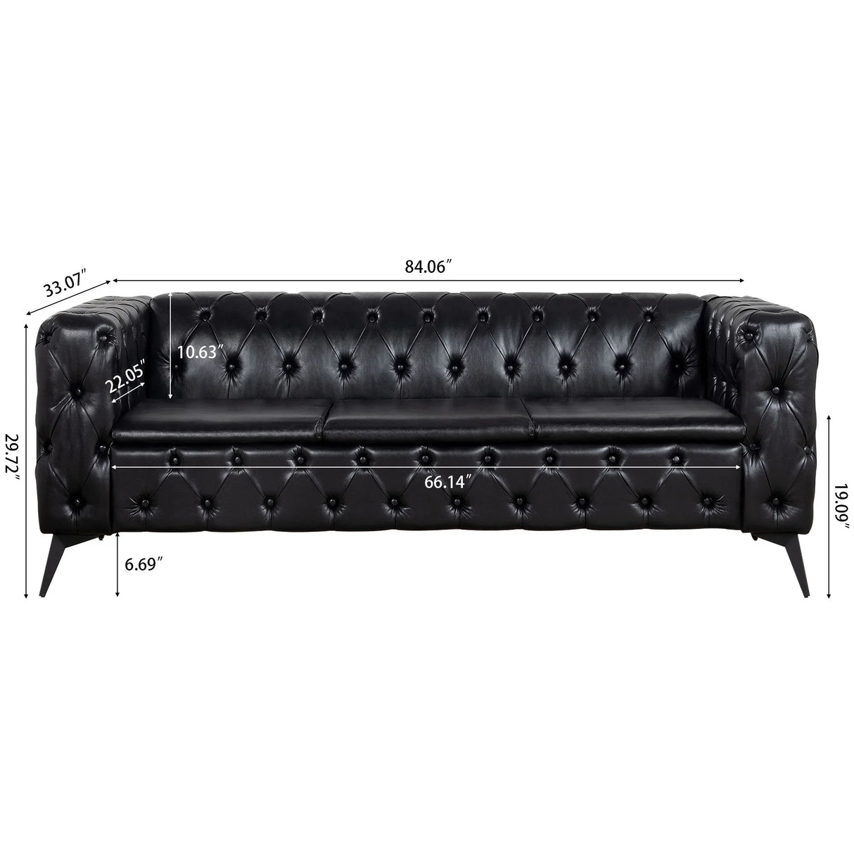 Square Arm Removable Cushion 3 Seater Sofa - Furniture Home Direct