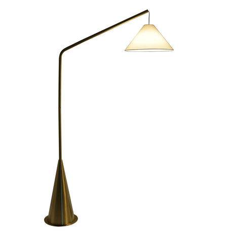 Lisbon - Floor Lamp With On / Off Switch Coned Base Hanging Shade - Antique Brass / White - Furniture Home Direct