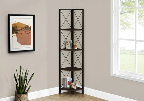 Bookshelf, Bookcase, Etagere, Corner, 4 Tier, Office, Marble Look Contemporary & Modern - Furniture Home Direct