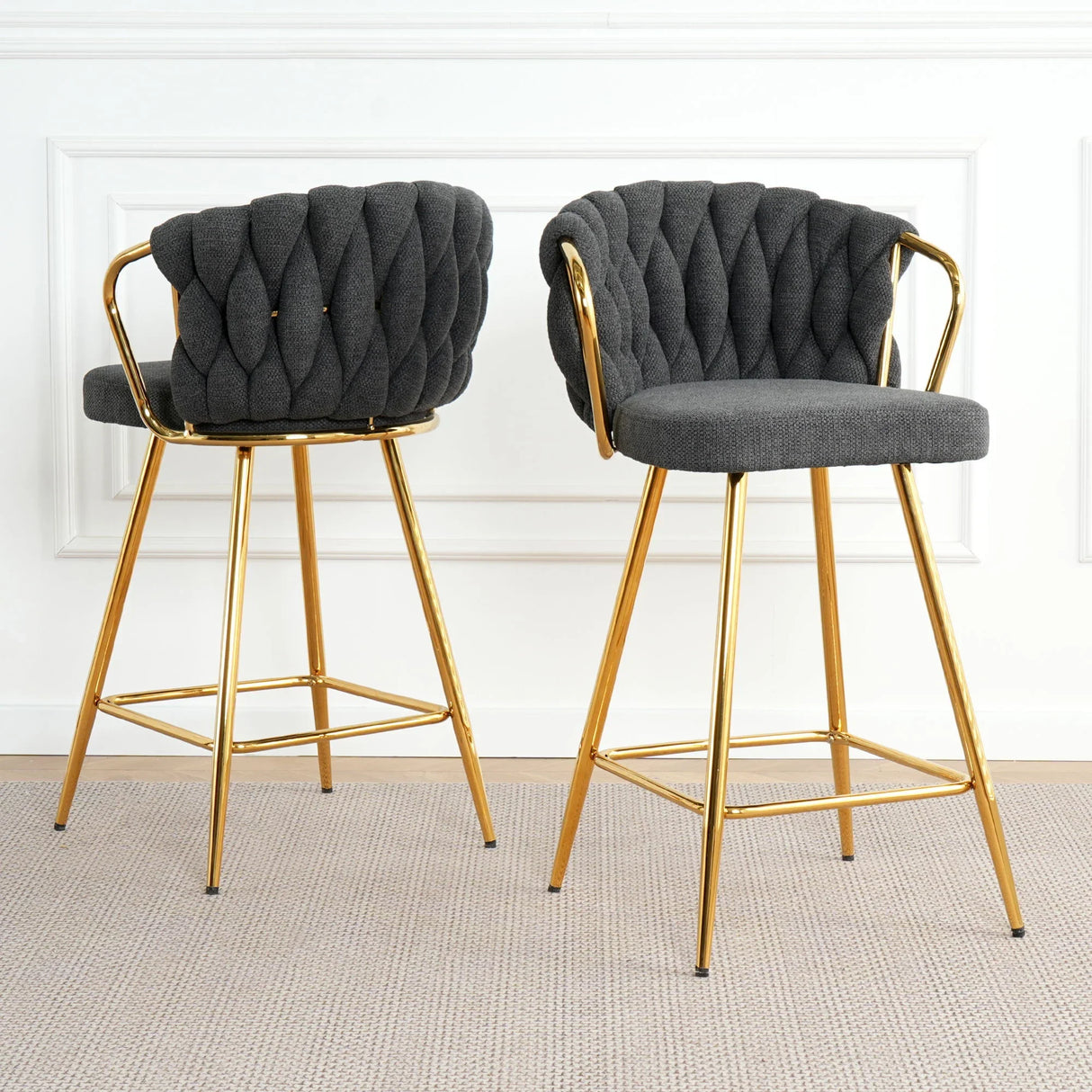 Modern Design High Stool With Plated Legs (Set of 2) - Furniture Home Direct