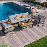 4 Pieces Outdoor Sectional Sofa Set 5 Person Patio Seating Group Outdoor Conversation Set With Cushions And A Coffee Table For Patios - Furniture Home Direct