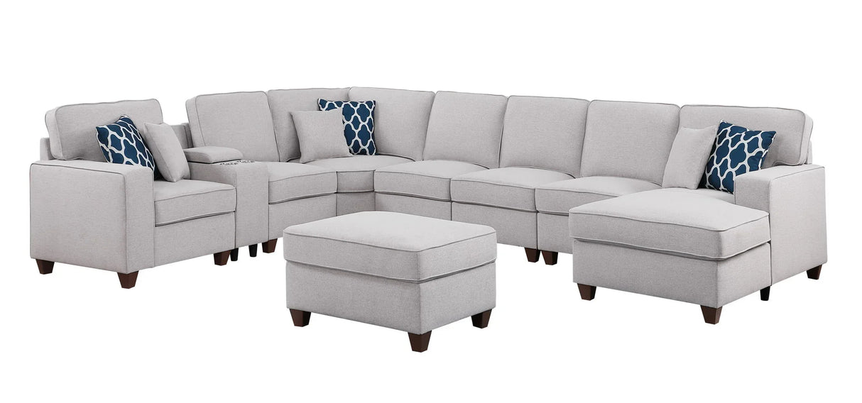 Eric - 9 Piece Upholstered Sectional With Ottoman - Furniture Home Direct