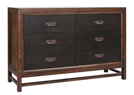 Branson - 6 Drawer Dresser, Two Tone - Brown - Furniture Home Direct