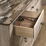 King Bed Dresser Nightstand Mirror Distressed Whitewash - Furniture Home Direct