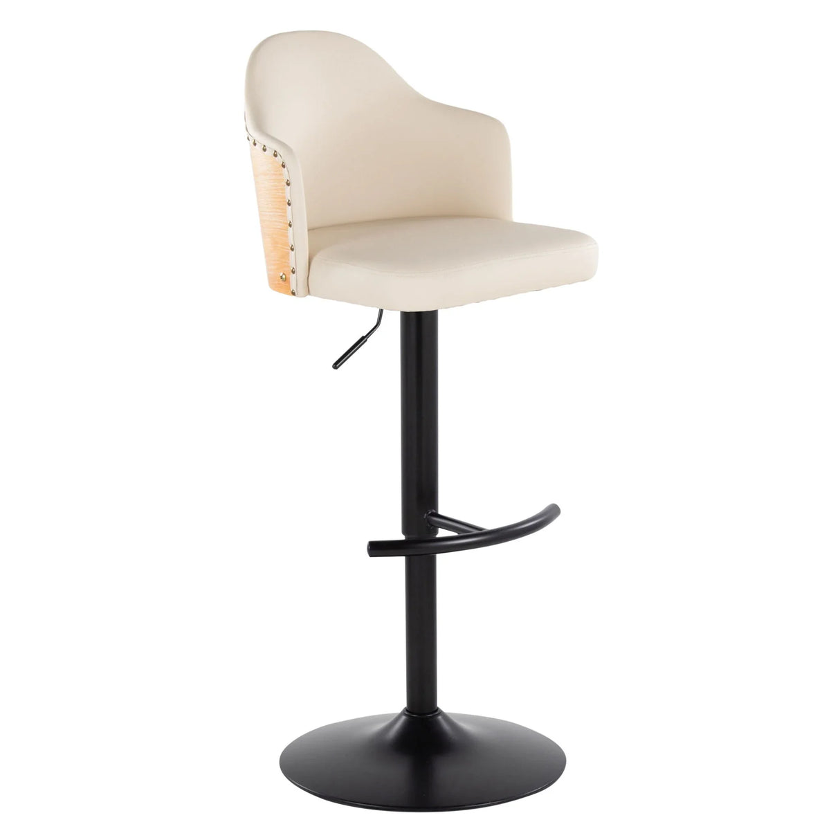Ahoy - Contemporary Adjustable Barstool, Swivel With Rounded T Footrest (Set of 2) - Furniture Home Direct
