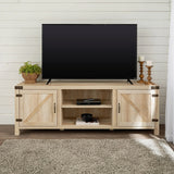 Rustic Farmhouse Double Barn Door 70" TV Stand For 80" TVs With Center Shelves - Furniture Home Direct