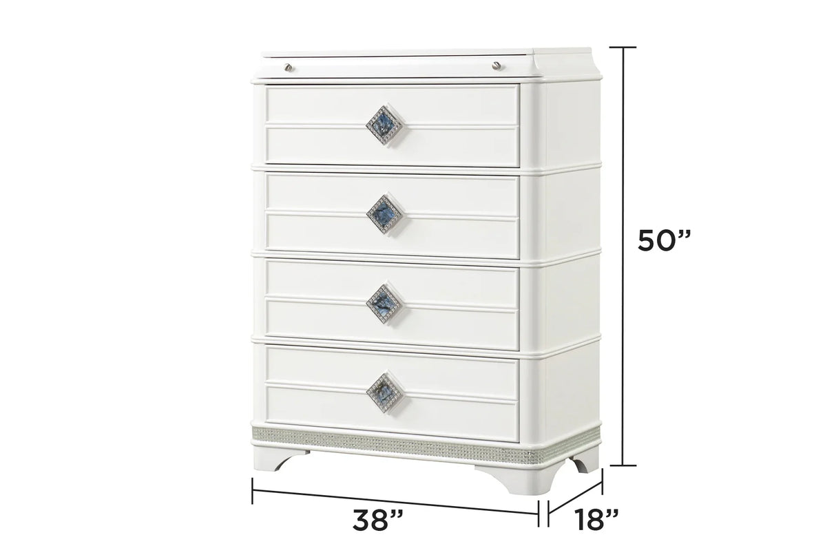 Bedroom Set Modern Upholstered Bed Dresser Mirror White - Furniture Home Direct