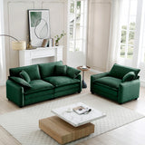 Loveseat and Chair Set - Green Corduroy - Furniture Home Direct