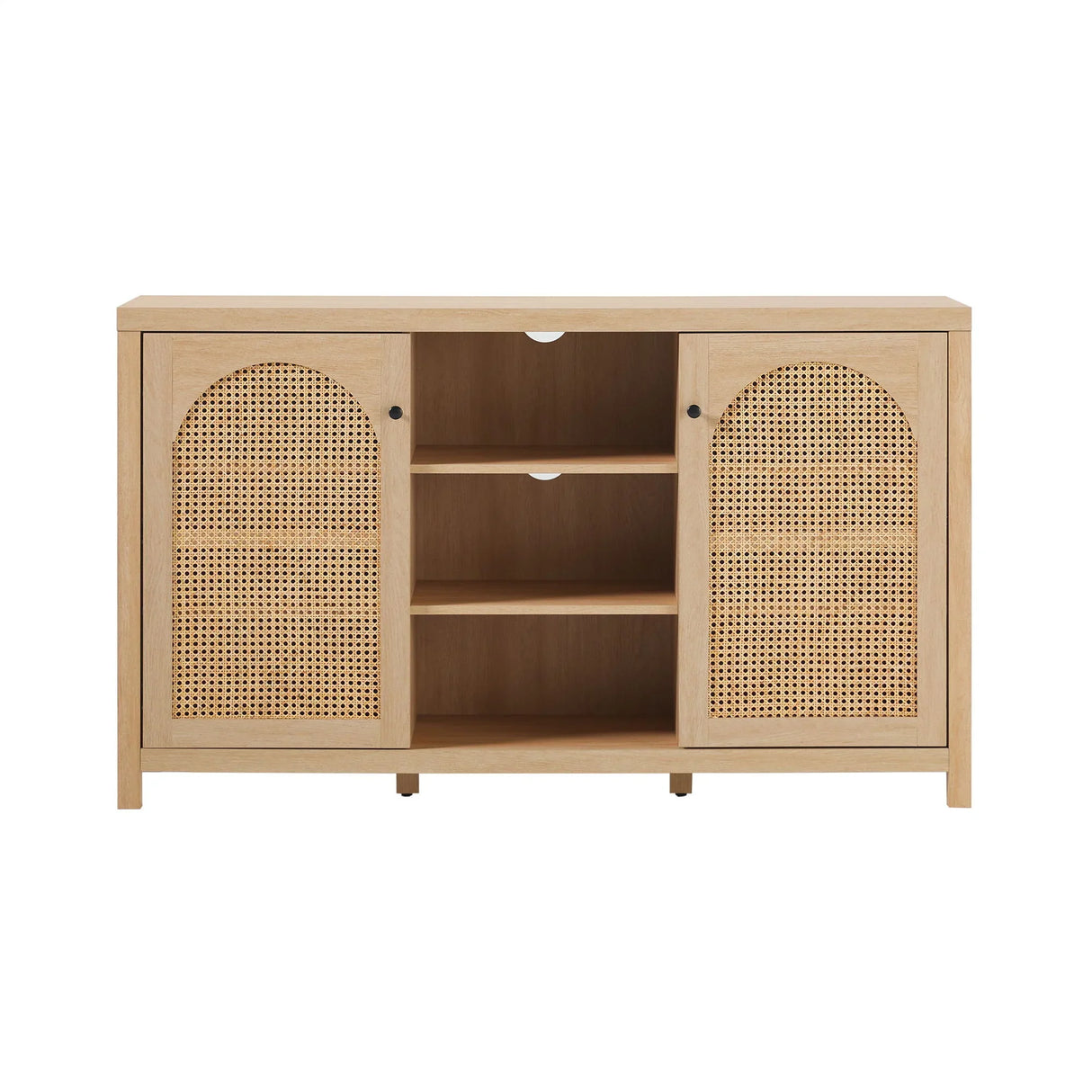 Transitional 2 Door Sideboard With Arched Rattan Panels - Furniture Home Direct