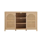 Transitional 2 Door Sideboard With Arched Rattan Panels - Furniture Home Direct