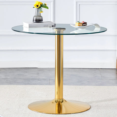 Modern Minimalist Round Dining Table With Glass Top - Furniture Home Direct
