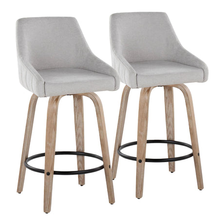 Hannah - Transitional Fixed Height Counter Stool With Swivel With Round Footrest (Set of 2) - Furniture Home Direct