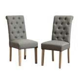Dining Set With Turned Table And Tufted Chairs Beige Brown - Furniture Home Direct