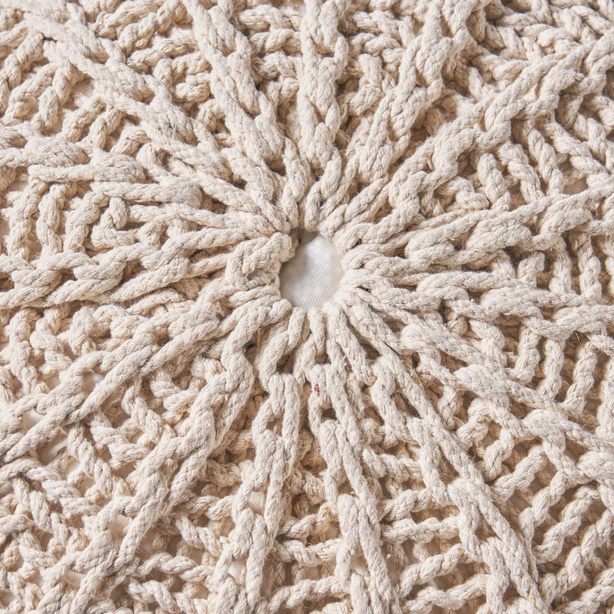 Bordeaux - Knitted Cotton Round Pouf Ottoman And Floor Cushion - Furniture Home Direct