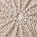 Bordeaux - Knitted Cotton Round Pouf Ottoman And Floor Cushion - Furniture Home Direct