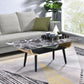 Landon - Coffee Table With Glass Marble Texture Top And Bent Wood Design - Furniture Home Direct