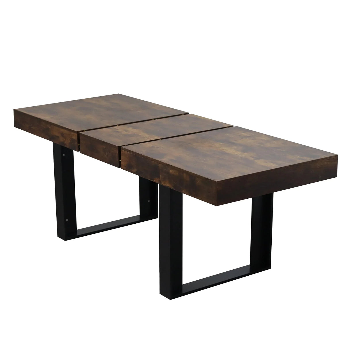 Extendable Dining Room Table For 6 8 10, Modern Farmhouse Wooden Kitchen Expanding Table, Long Large Expandable Dining Room Conference Table - Deep Rustic Brown - Furniture Home Direct