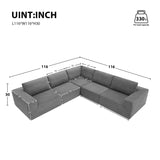 L Shaped Modular Sectional Sofa With Wide Seats Gray - Furniture Home Direct