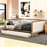 Full Size Daybed With Trundle And Nailhead Decoration - Wood - Furniture Home Direct