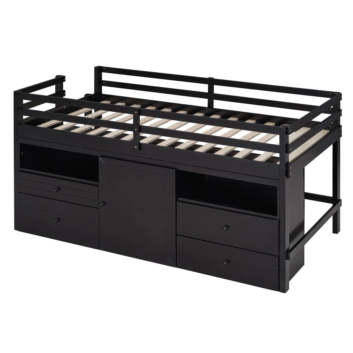 Loft Bed With 4 Drawers, Underneath Cabinet And Shelves - Furniture Home Direct