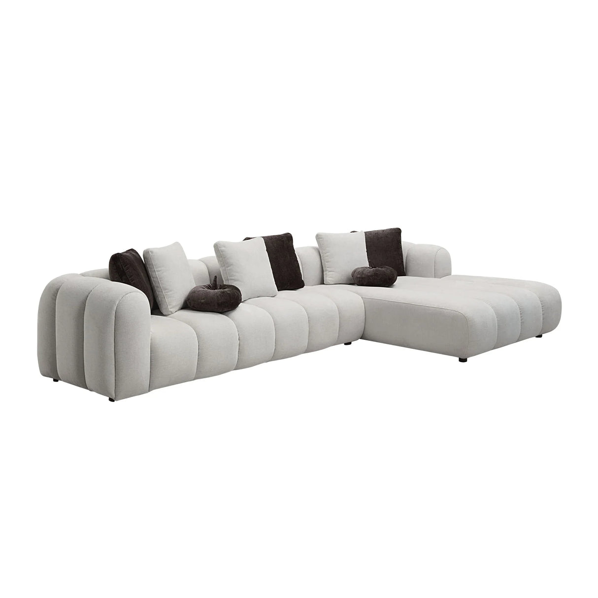 Manilla - Sectional Sofa With 8 Pillows - Ivory White - Furniture Home Direct