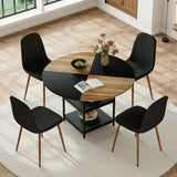 Dining Set Round Table With 4 Chairs Wood Top Black - Furniture Home Direct