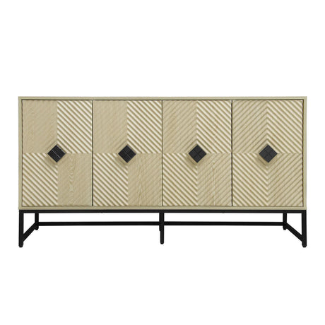 Carved 4 Door Sideboard With Storage, Adjustable Shelf - Furniture Home Direct