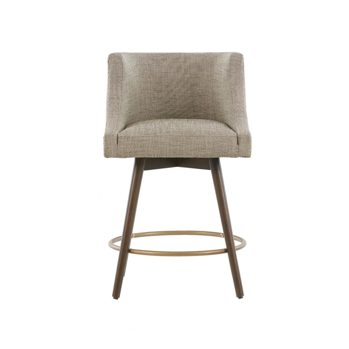 Swivel Counter Stool With Antique Bronze Detailing - Beige Multi - Furniture Home Direct
