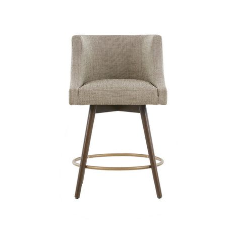 Swivel Counter Stool With Antique Bronze Detailing - Beige Multi - Furniture Home Direct