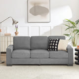 Modern Snowfleece Fabric 3 Seater Sofa With Cup Holder - Furniture Home Direct