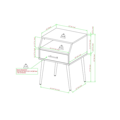 Contemporary Angled Nightstand - Slate Gray - Furniture Home Direct