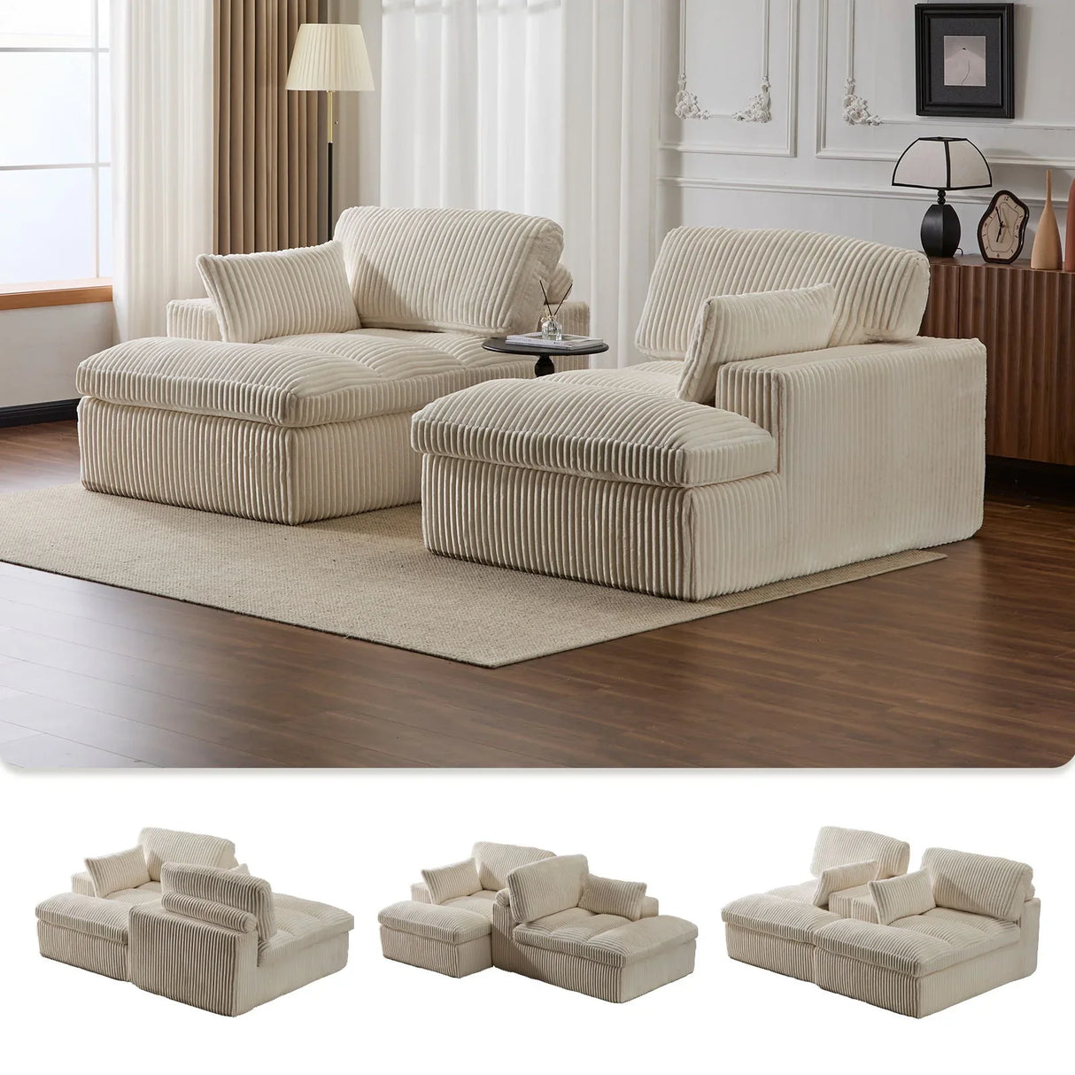 Double Chaise Lounge Chair, Oversized Upholstered Sleeper Cloud Couch - Furniture Home Direct