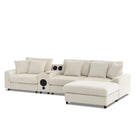 Sectional With Bluetooth Speakers L Shaped Couch With Console USB Charger, Cup Holders Storage Ottoman Deep And Wide Seat Cloud Sofa - Furniture Home Direct