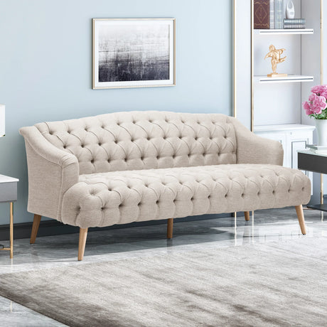 Sturdy Velvet Sofa - Beige - Furniture Home Direct