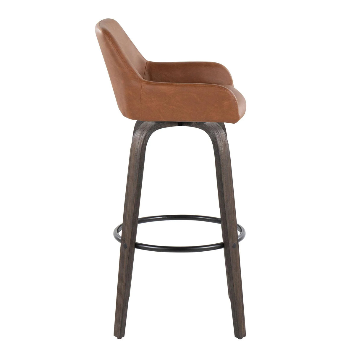 Daniella - Contemporary Fixed Height, Barstool With Swivel With Round Footrest (Set of 2) - Furniture Home Direct