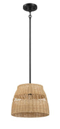 Essence - Single Lights Pendant With Shade - Black / Rattan - Furniture Home Direct