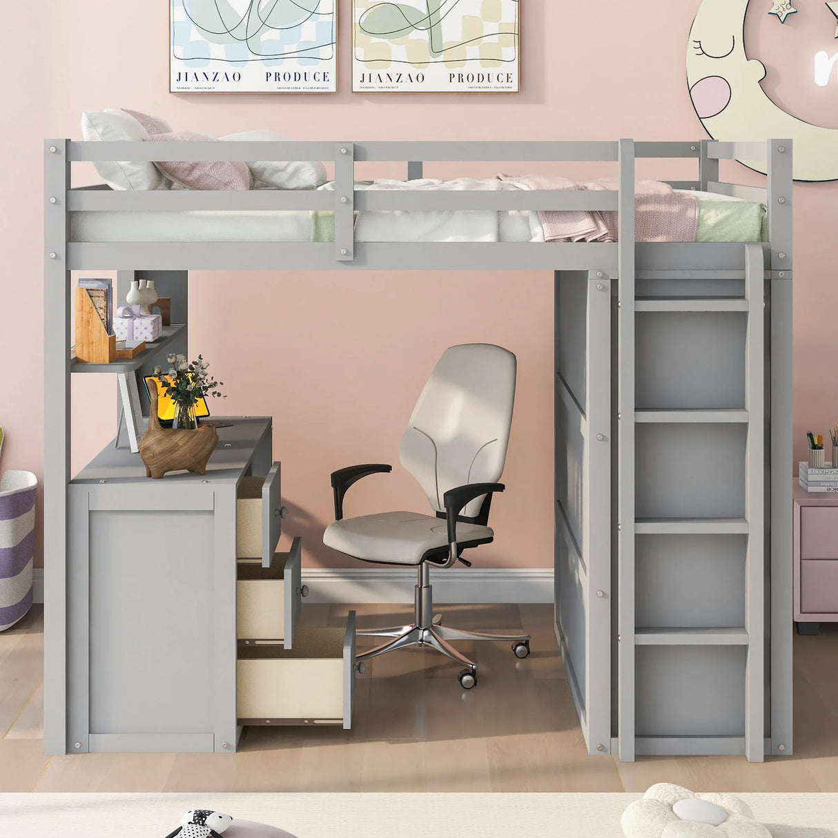 Loft Bed With Drawers, Desk, And Wardrobe - Furniture Home Direct