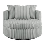 Oversized Plush Swivel Barrel Chair Grey Fabric 360 Degree