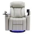 270° Power Swivel Recliner Home Theater Chair With Hidden Arm Storage, LED Light, Cup Holder, And Tray Table - Furniture Home Direct