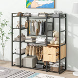 Open Style Wardrobe With Hanging Rails, Shelves And Drawers - Furniture Home Direct